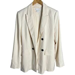 House of Harlow 1960 Open Front Blazer White Swan Size M